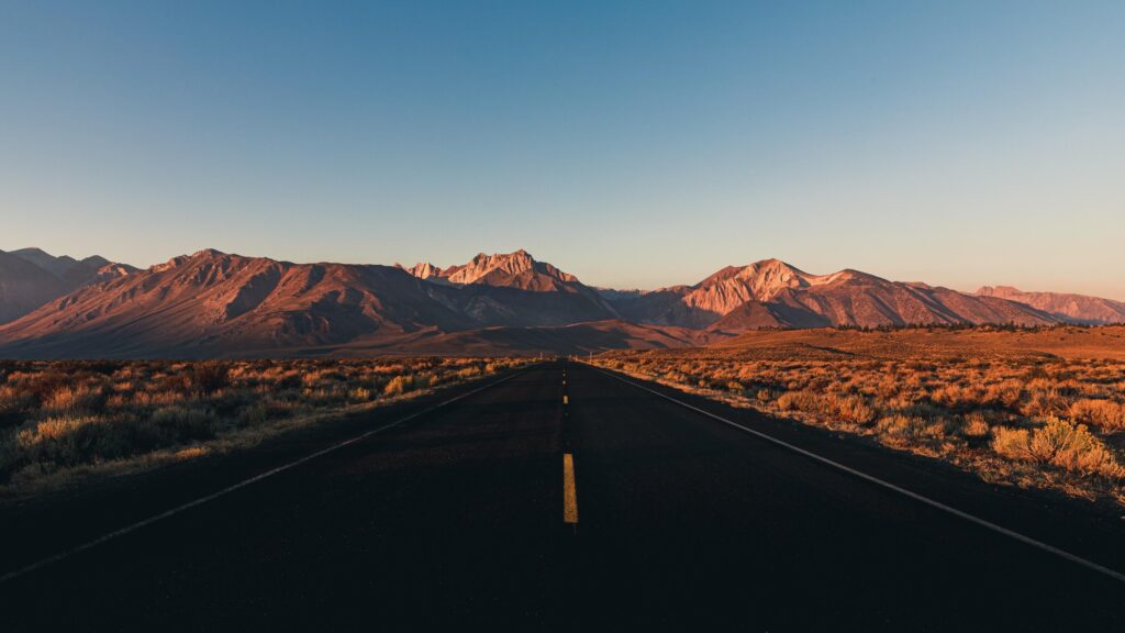 Sunrise on an empty highway